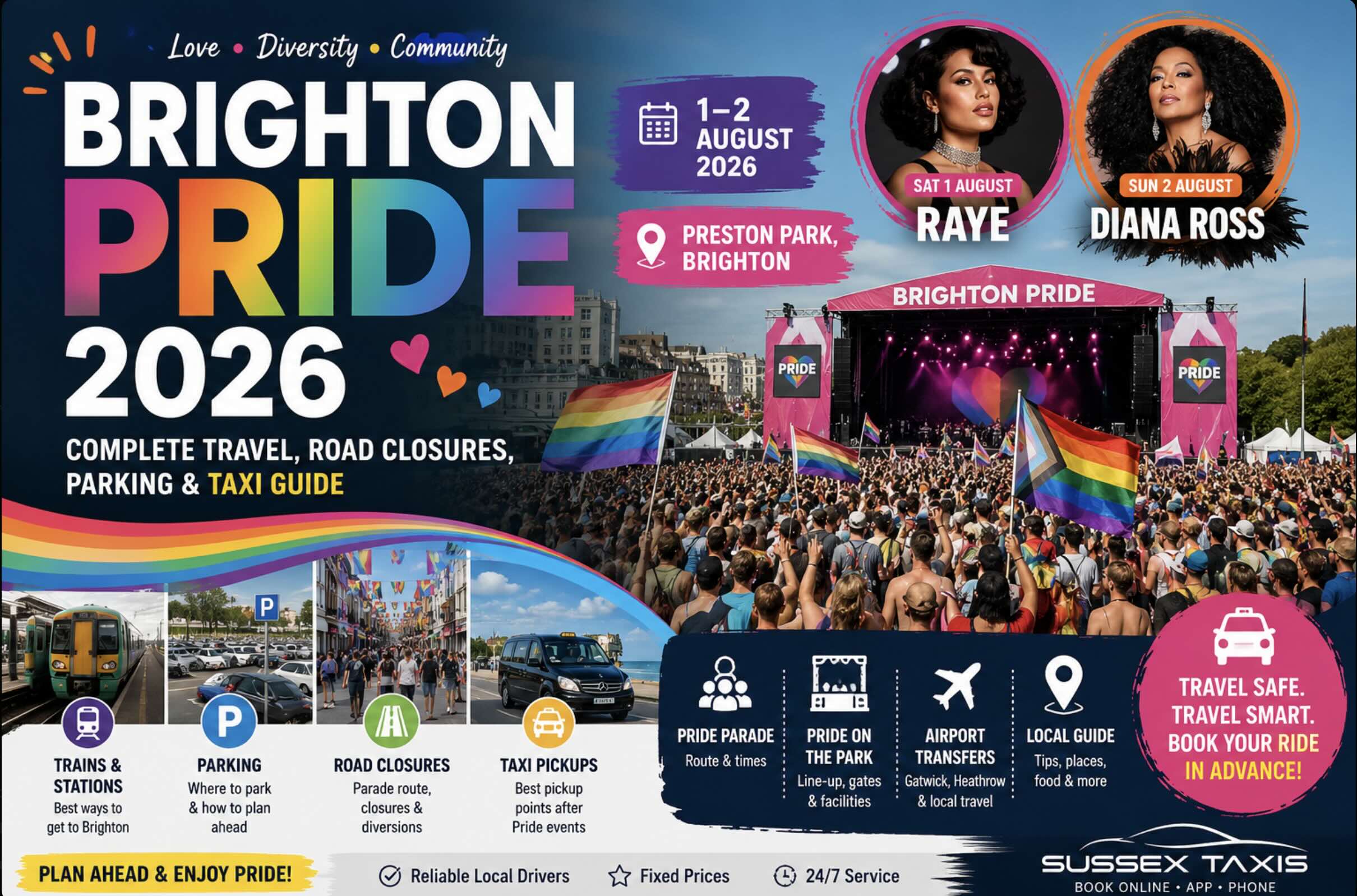 Brighton Pride 2026: Complete Travel, Road Closures, Parking & Taxi Guide