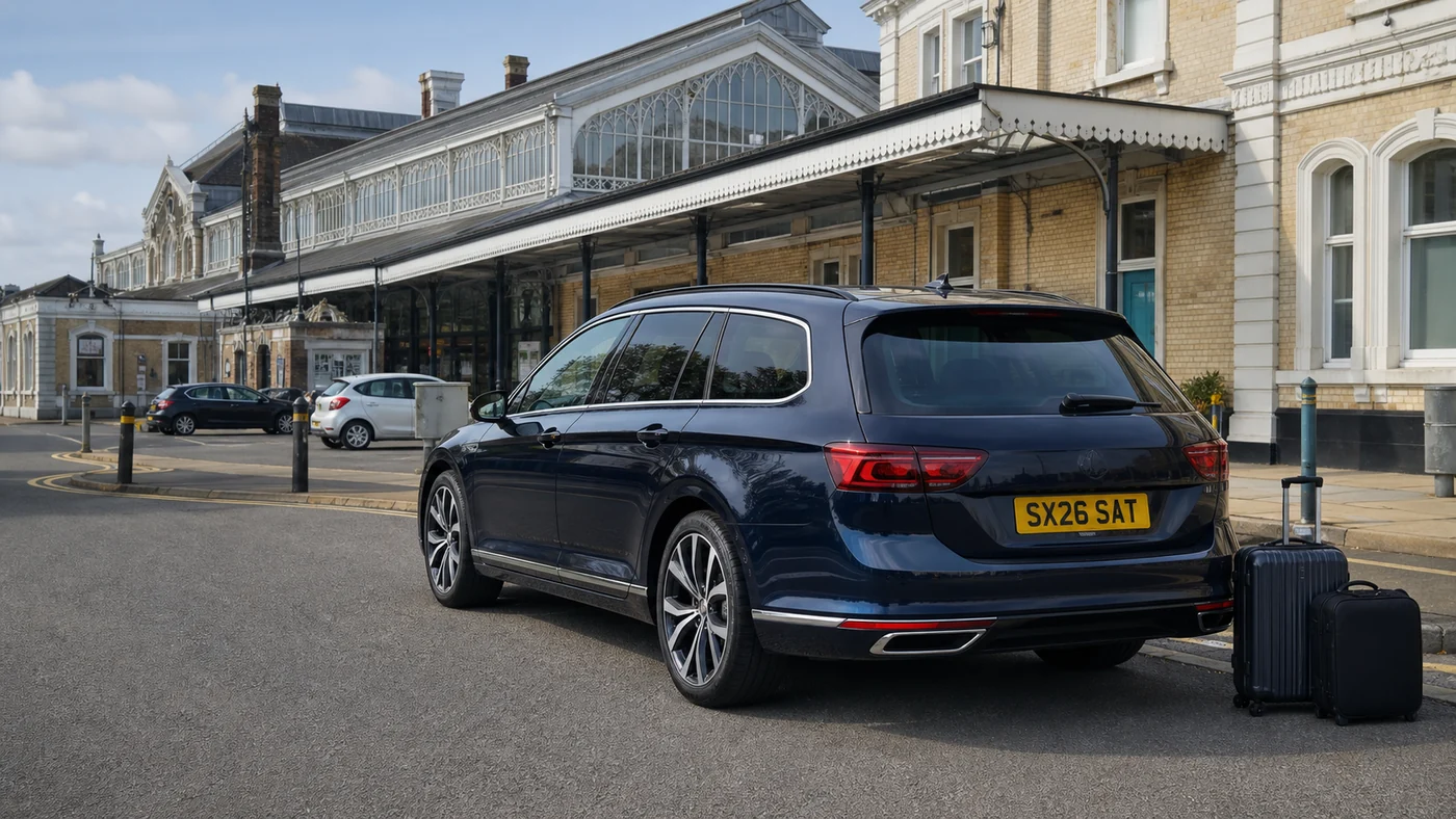 Pre-booked Brighton Station taxi pickup with luggage