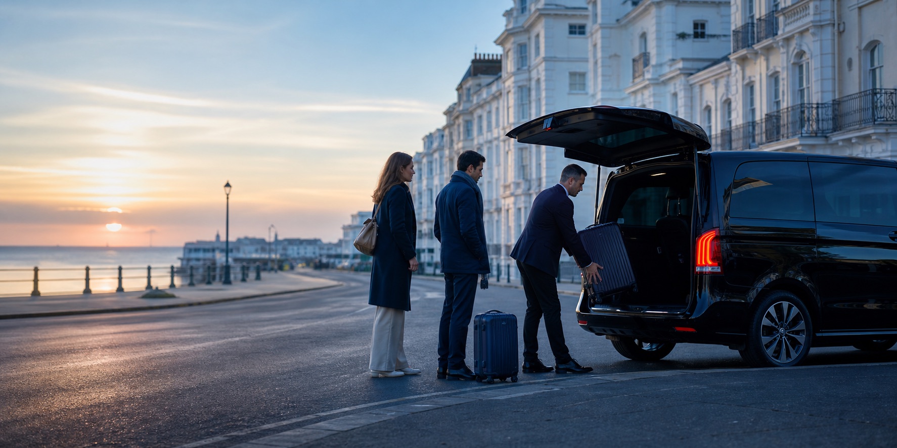 Sussex Airports Taxis driver loading luggage for a Brighton to Gatwick taxi