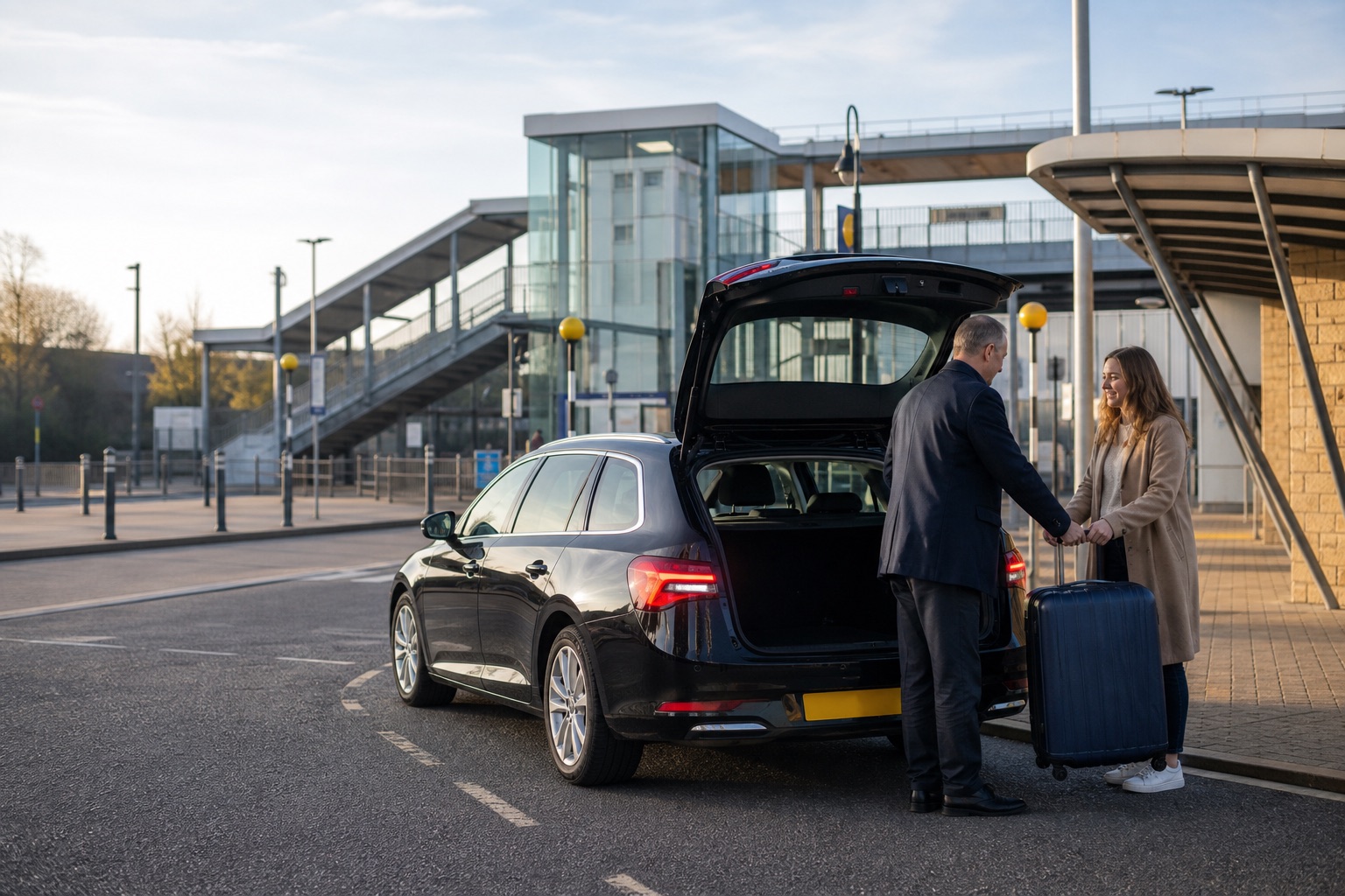 Pre-booked taxi waiting for a passenger at Burgess Hill Station