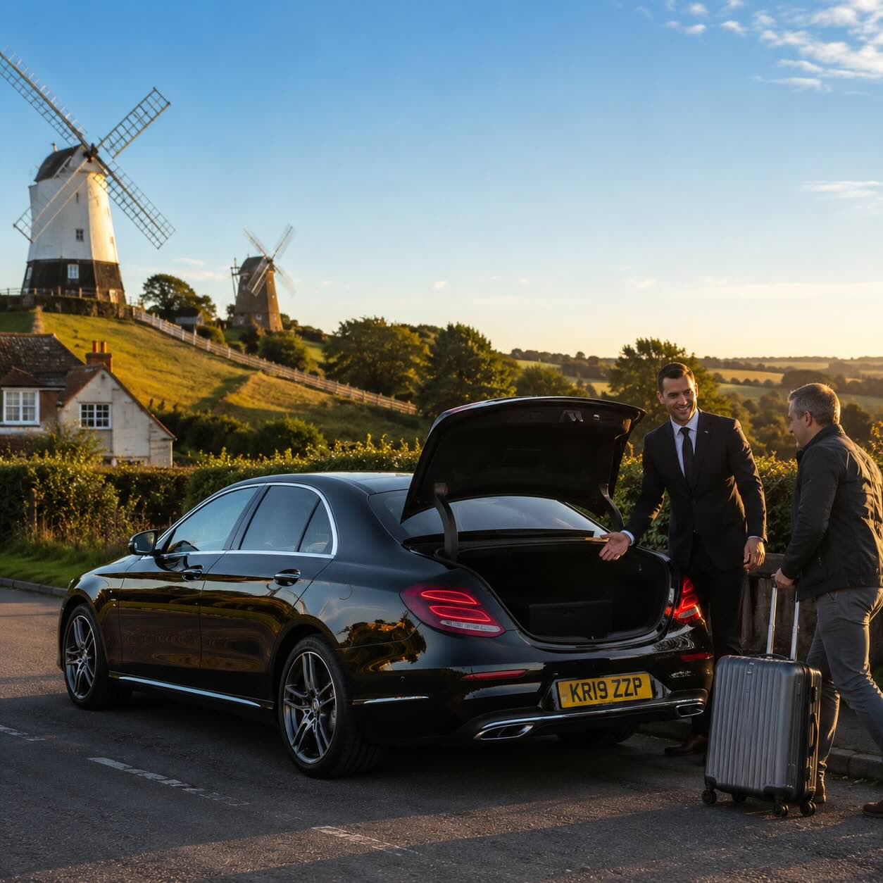 Clayton taxi near Jack and Jill Windmills in the South Downs