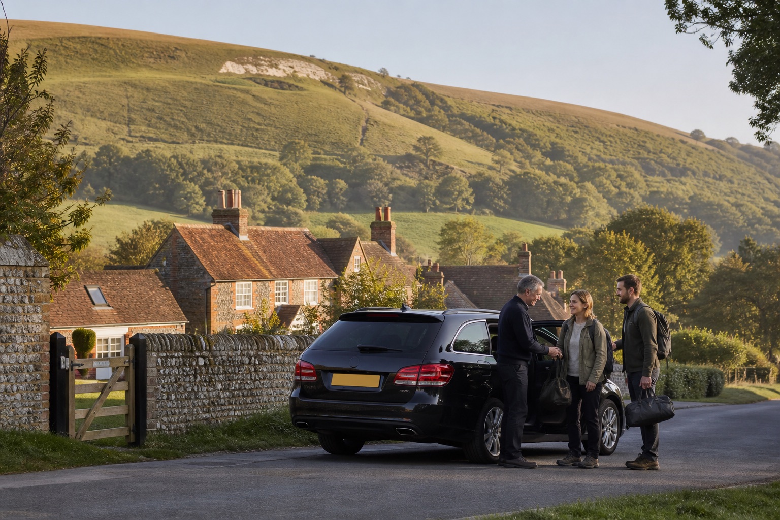 Driver greeting countryside visitors in Ditchling near the South Downs
