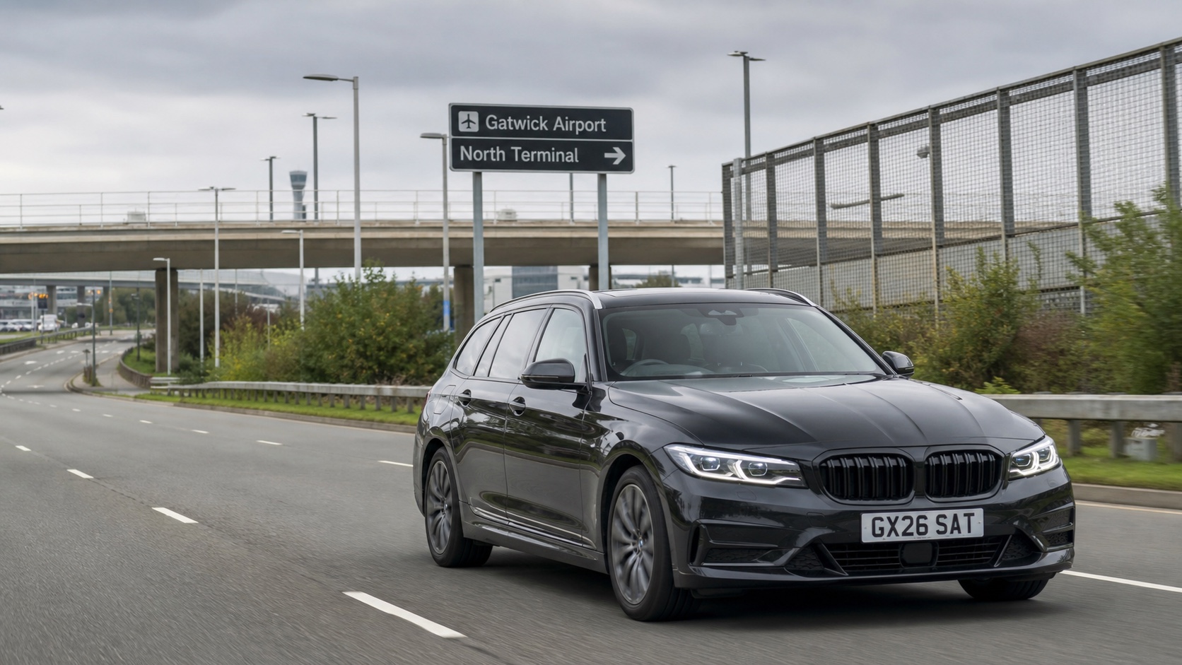 Airport transfer vehicle near Gatwick Airport