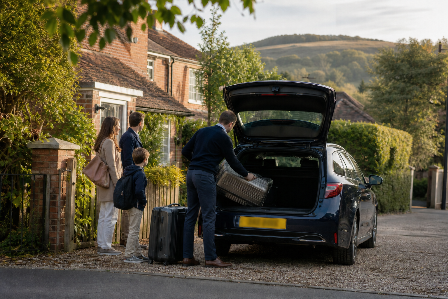 Family loading luggage into a taxi in Hurstpierpoint