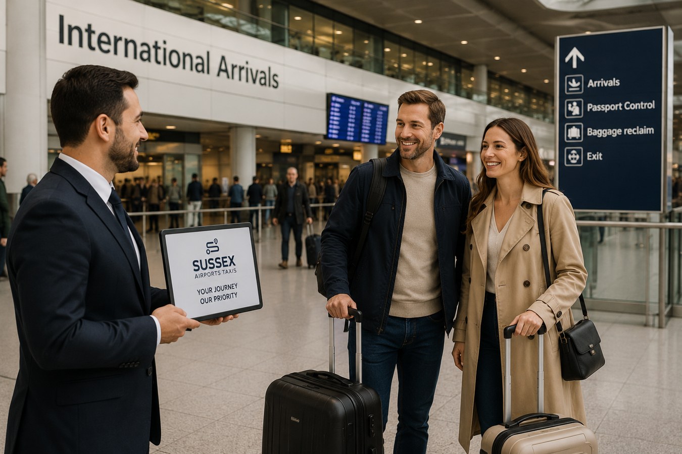 Professional meet and greet service at London Stansted Airport by Sussex Airports Taxis