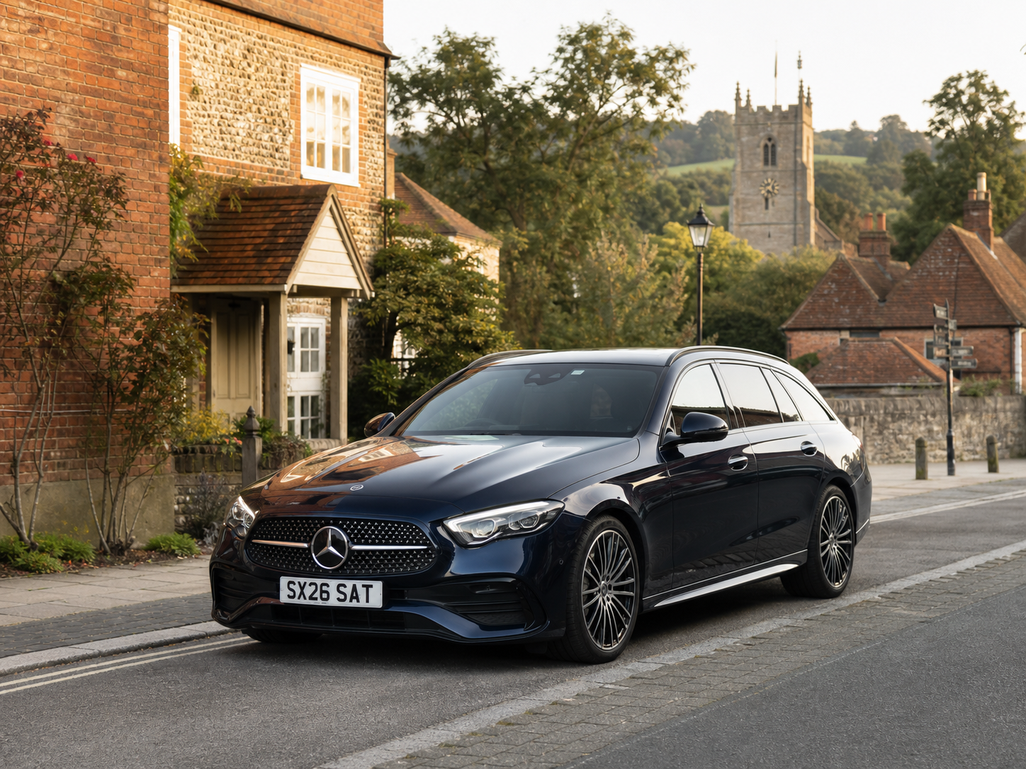 Professional Storrington taxi on a historic West Sussex village street